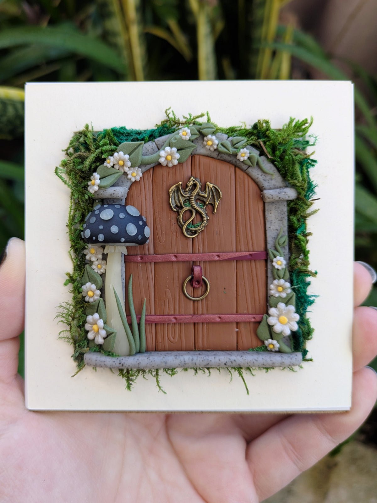 Medieval Dragon Fairy Door Shadow Box – Hand Sculpted Miniature Fantasy Decor