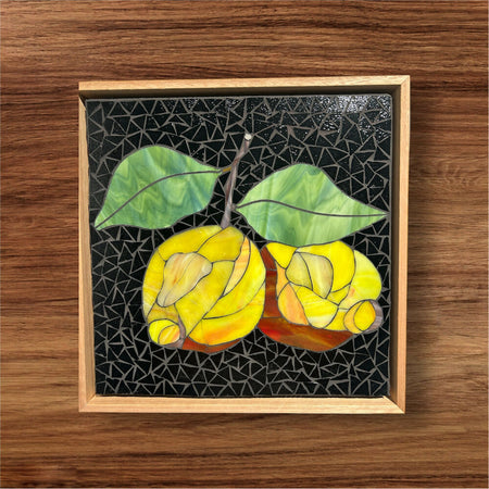 ‘LEMONS’ Stained Glass Framed Mosaic Lemons.