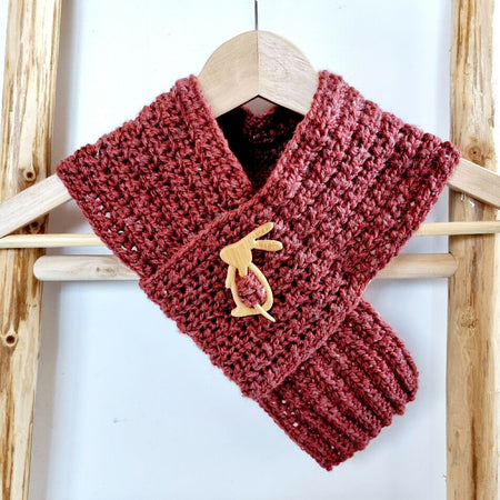 Keyhole Scarf Rust Tweed Adult Vintage Handmade Crochet