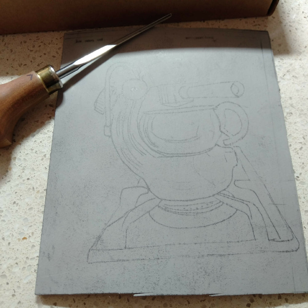 Atomic drawing on lino