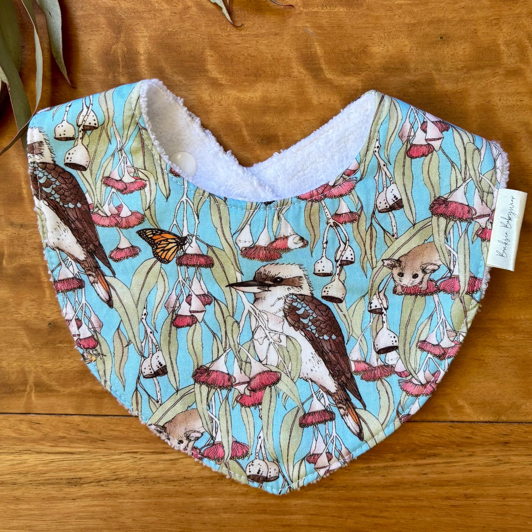 Baby Bib and Burp Cloth Set | Kookaburras and Possums | Ready to Ship