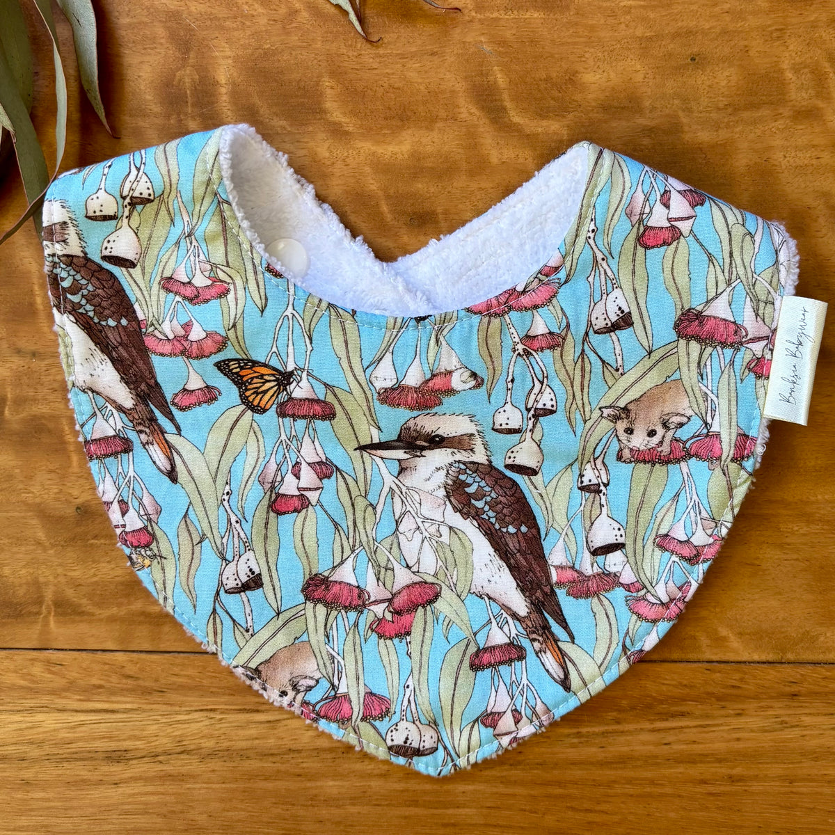 Baby Bib and Burp Cloth Set | Kookaburras and Possums | Ready to Ship