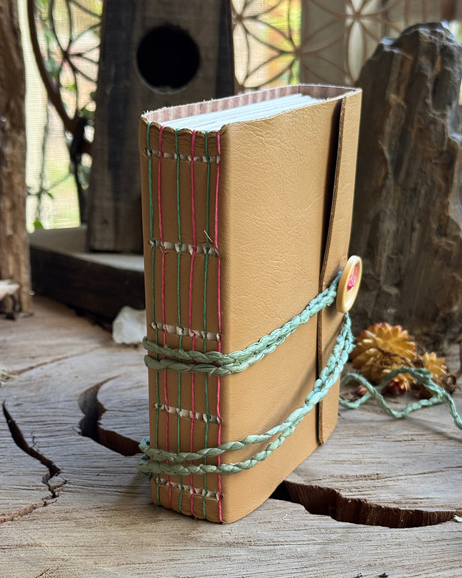 Pale Tan Straight-stitched Leather A6 Journal