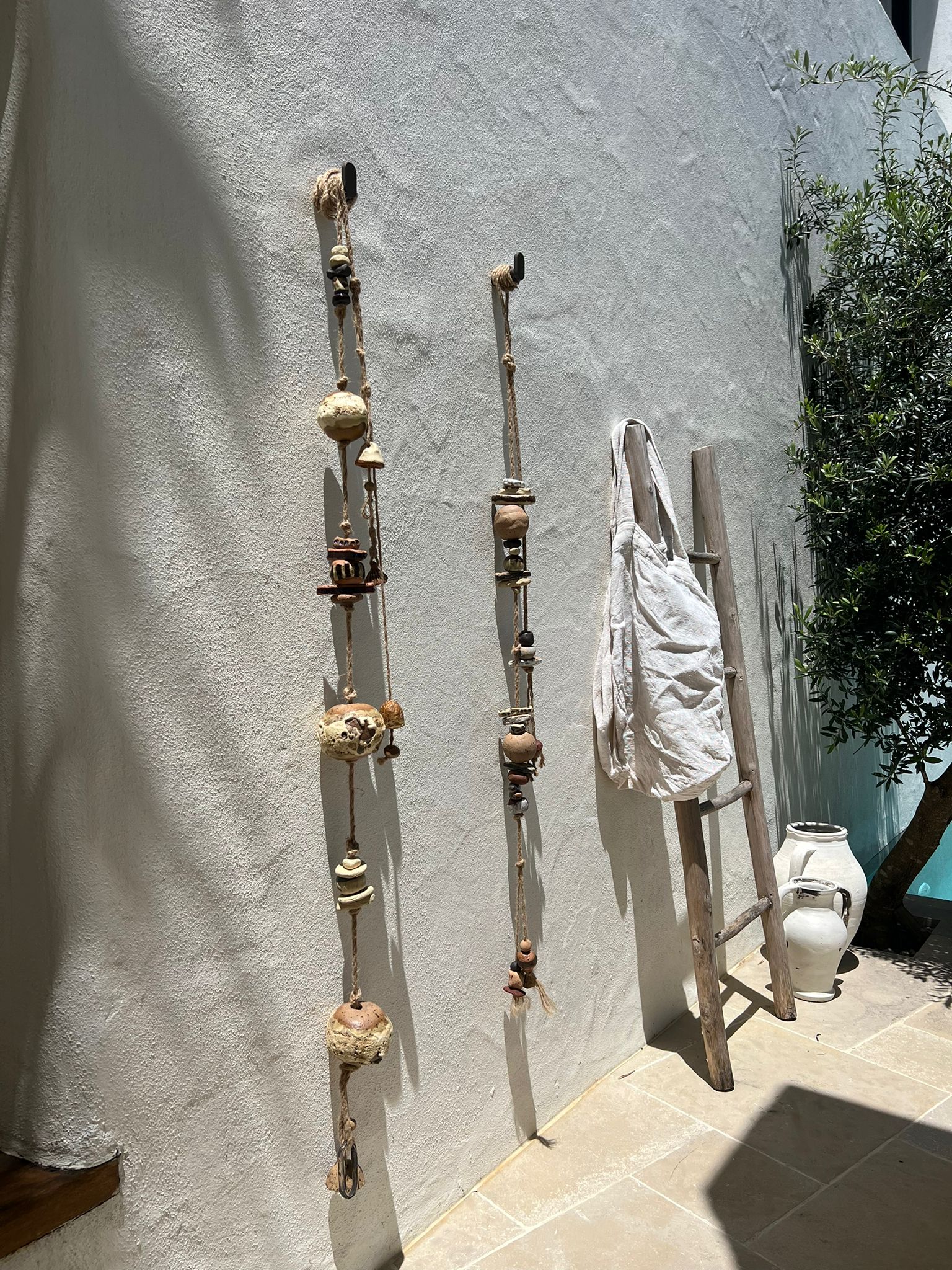 Substantial Contemporary Hanging Wall Art - Ceramic Bells, Chimes, Beads