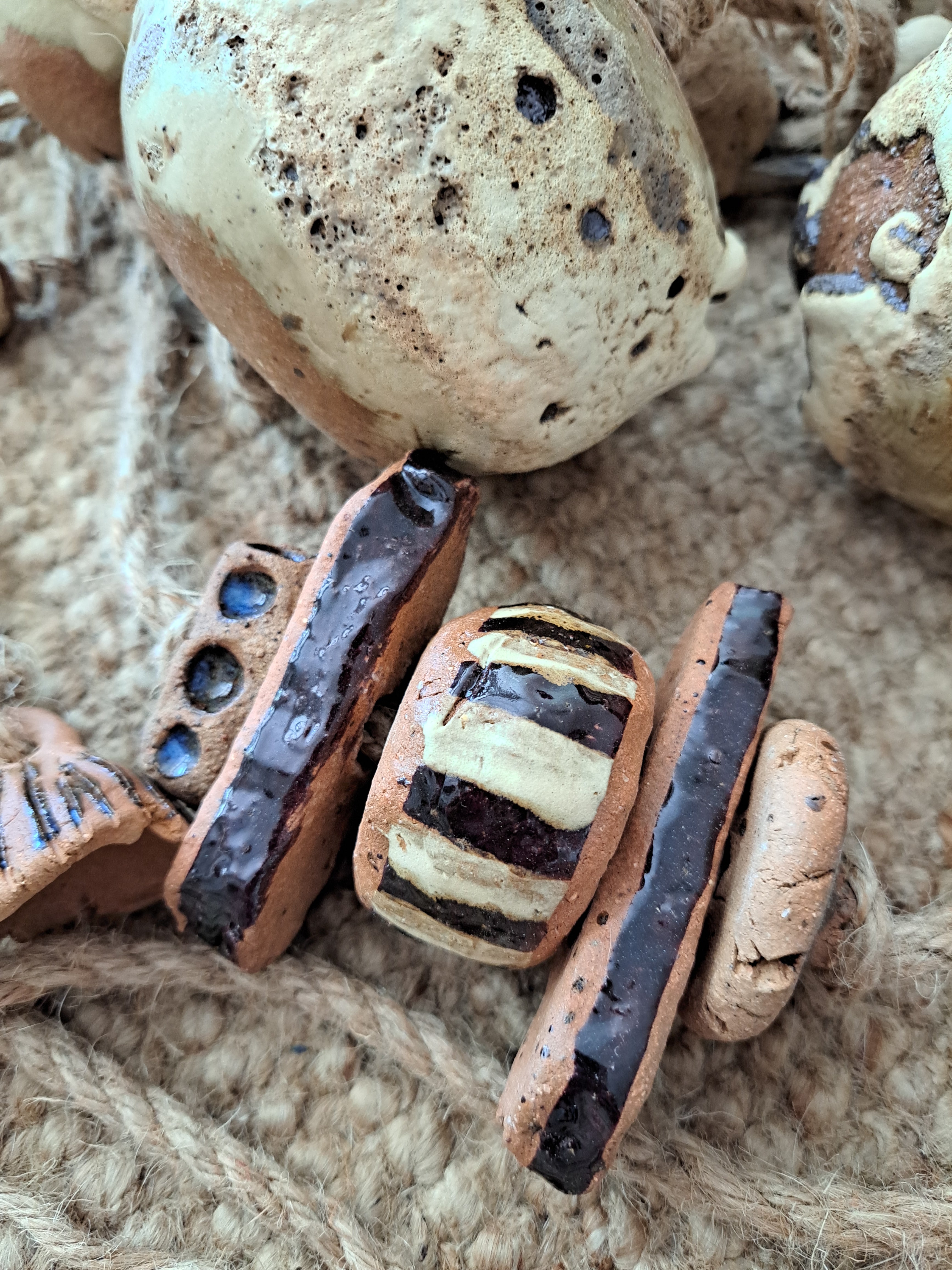 Substantial Contemporary Hanging Wall Art - Ceramic Bells, Chimes, Beads