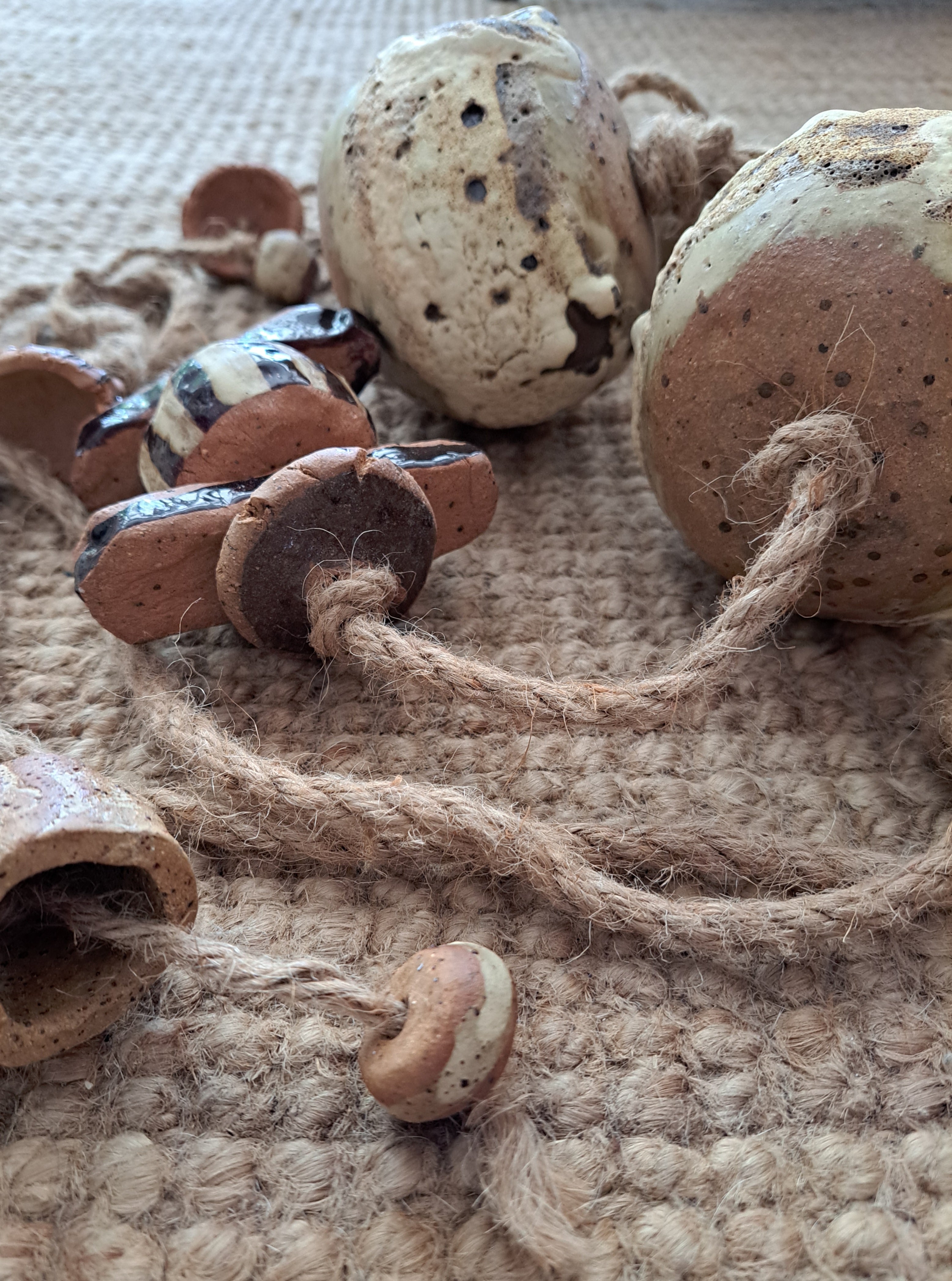 Substantial Contemporary Hanging Wall Art - Ceramic Bells, Chimes, Beads