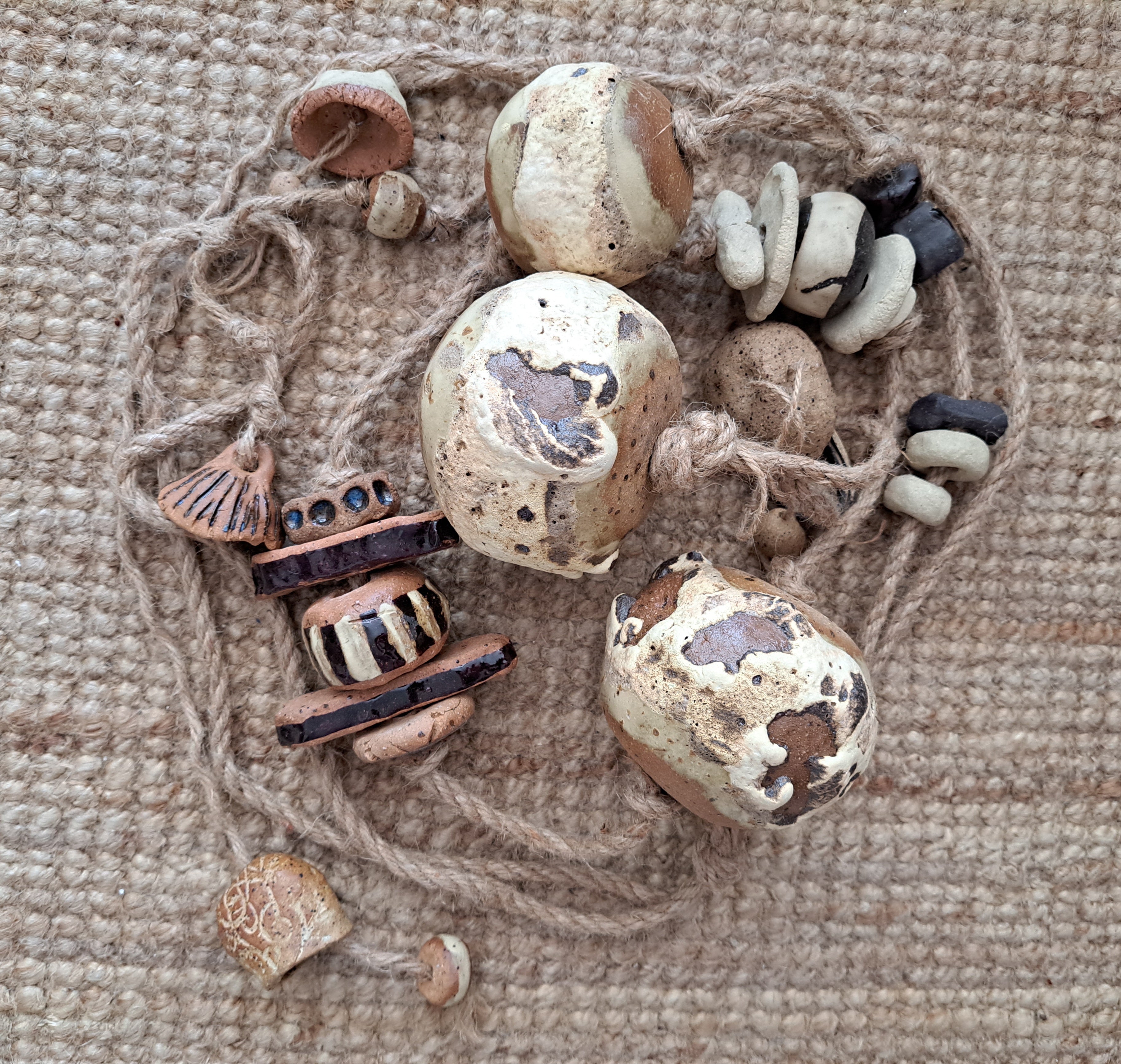 Substantial Contemporary Hanging Wall Art - Ceramic Bells, Chimes, Beads