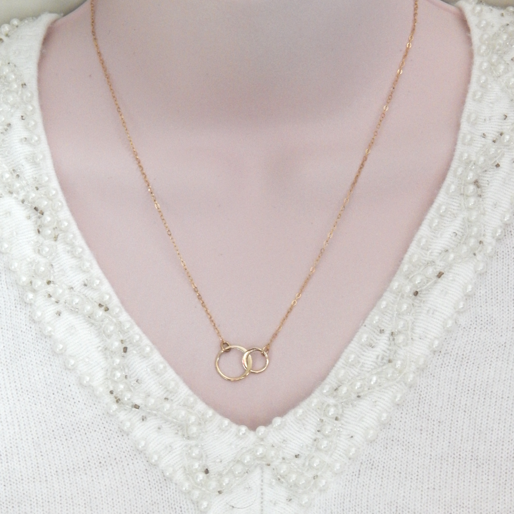 Friend Necklace Interlocking Circles, Choose you Finish