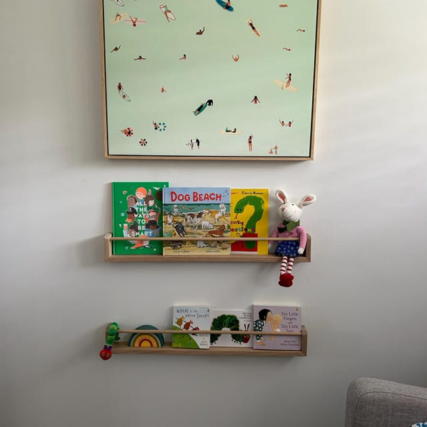 Tasmanian Oak Kids Bookshelf. Spice rack.