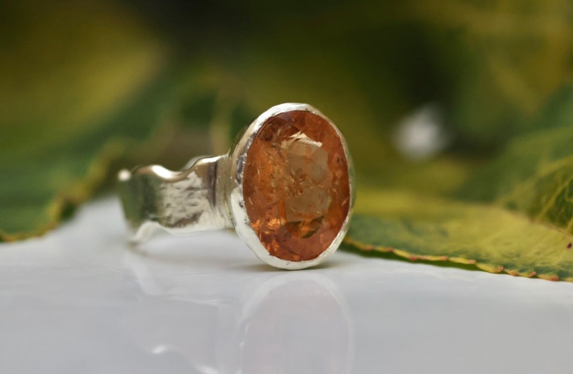 Stunning Orange Topaz 925 Silver ring