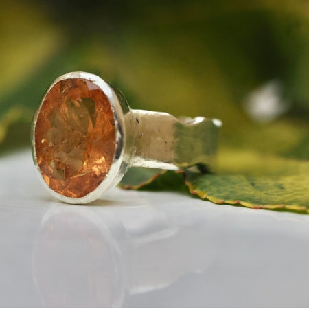 Stunning Orange Topaz 925 Silver ring