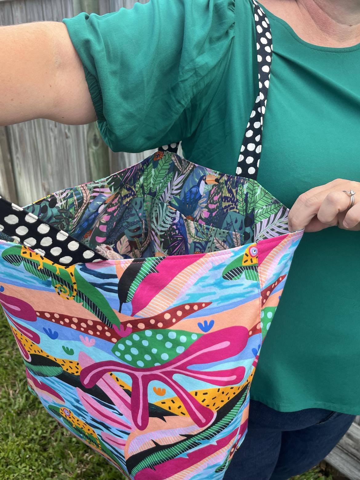 Deb McNaughton Abstract Chameleon Large Tote Bag