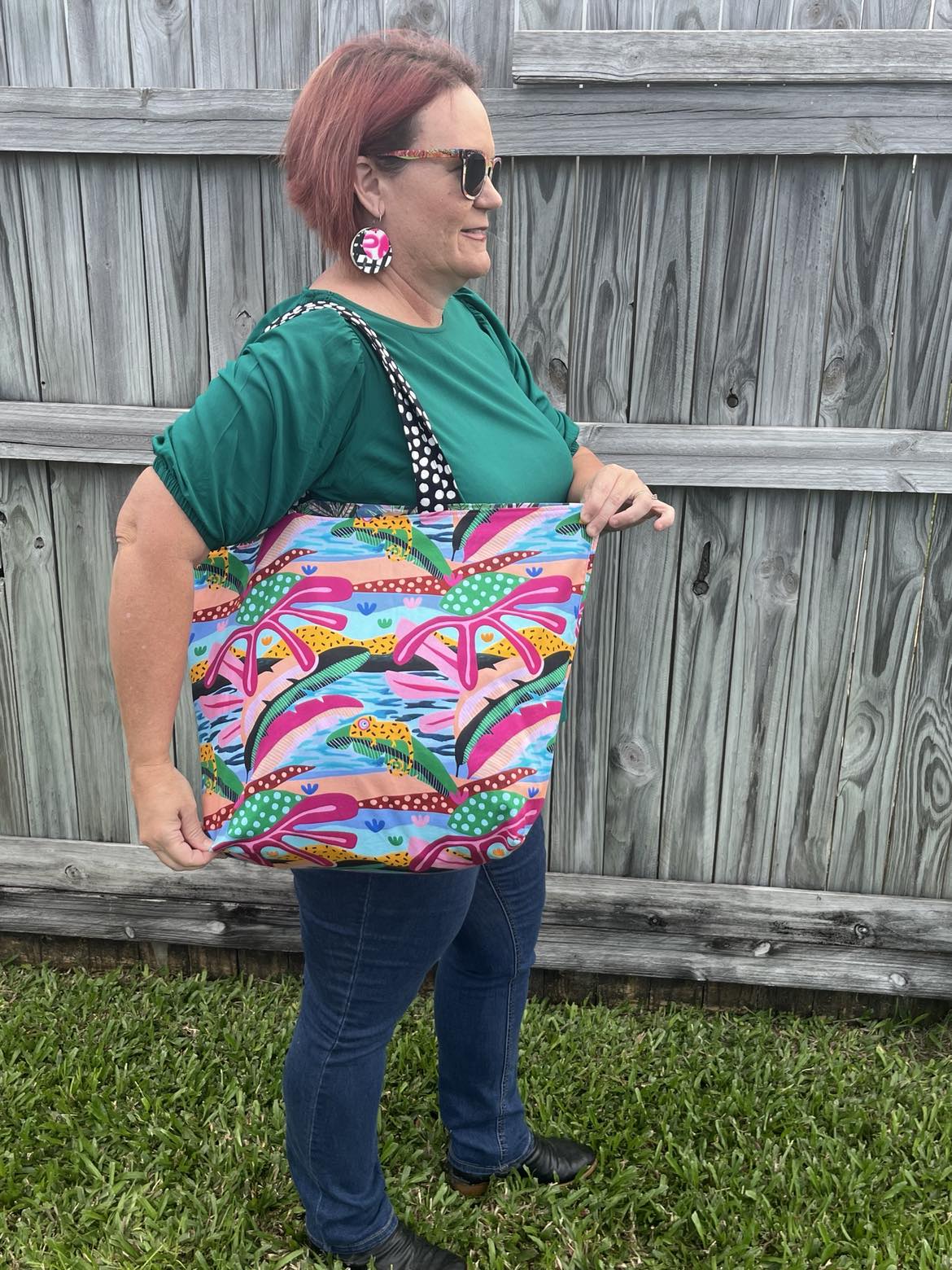 Deb McNaughton Abstract Chameleon Large Tote Bag