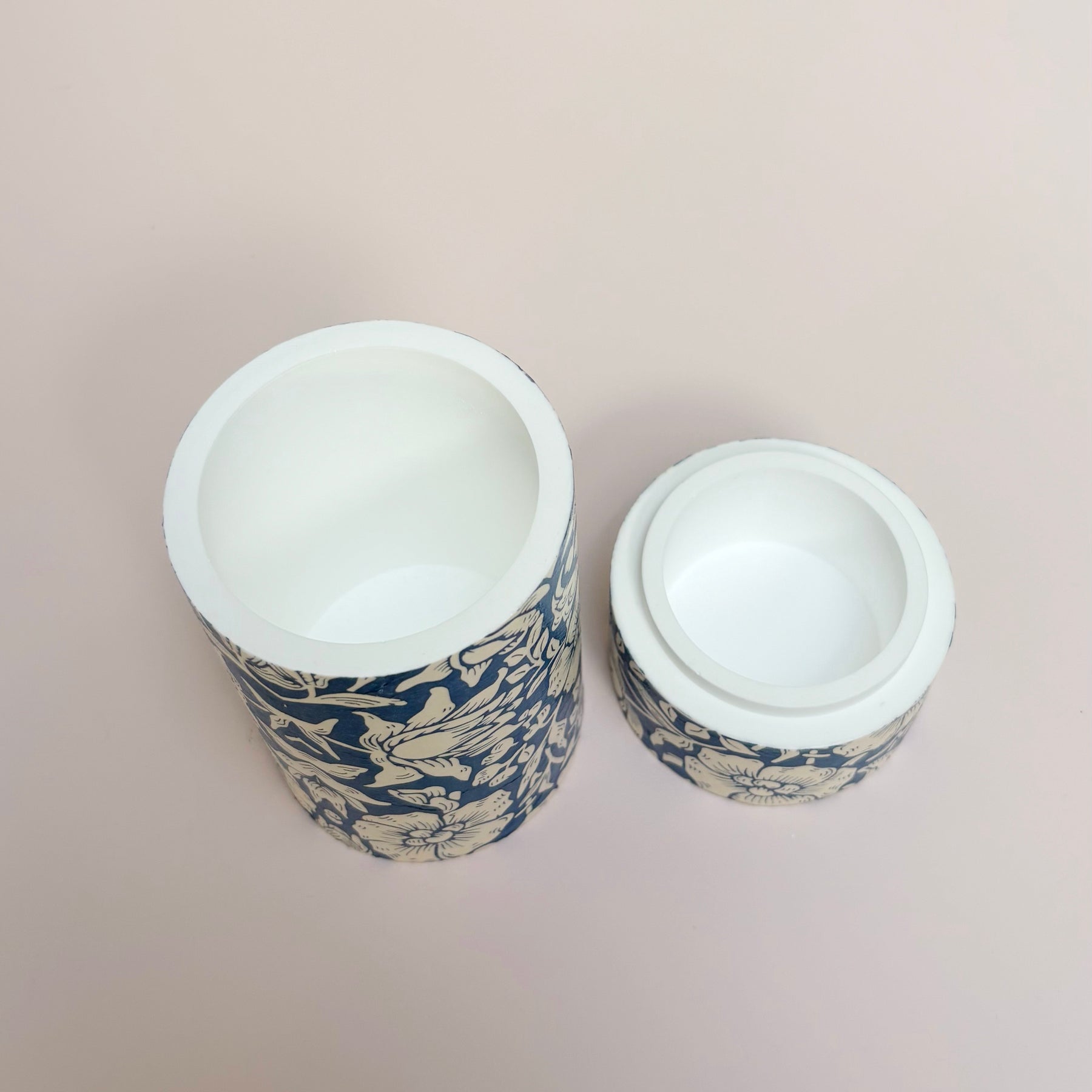 Decoupaged lidded jar