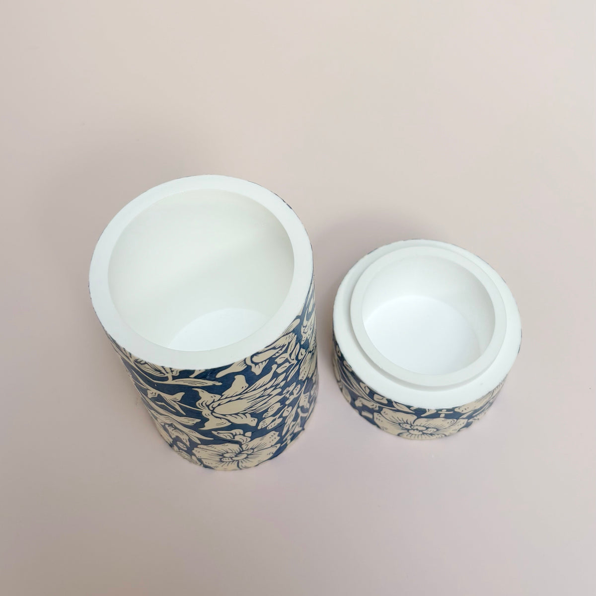 Decoupaged lidded jar