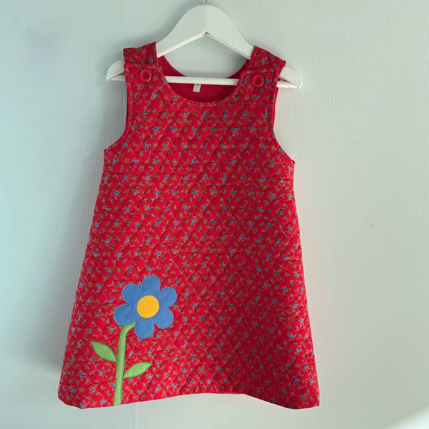 Girls Quilted Flower Pinafore