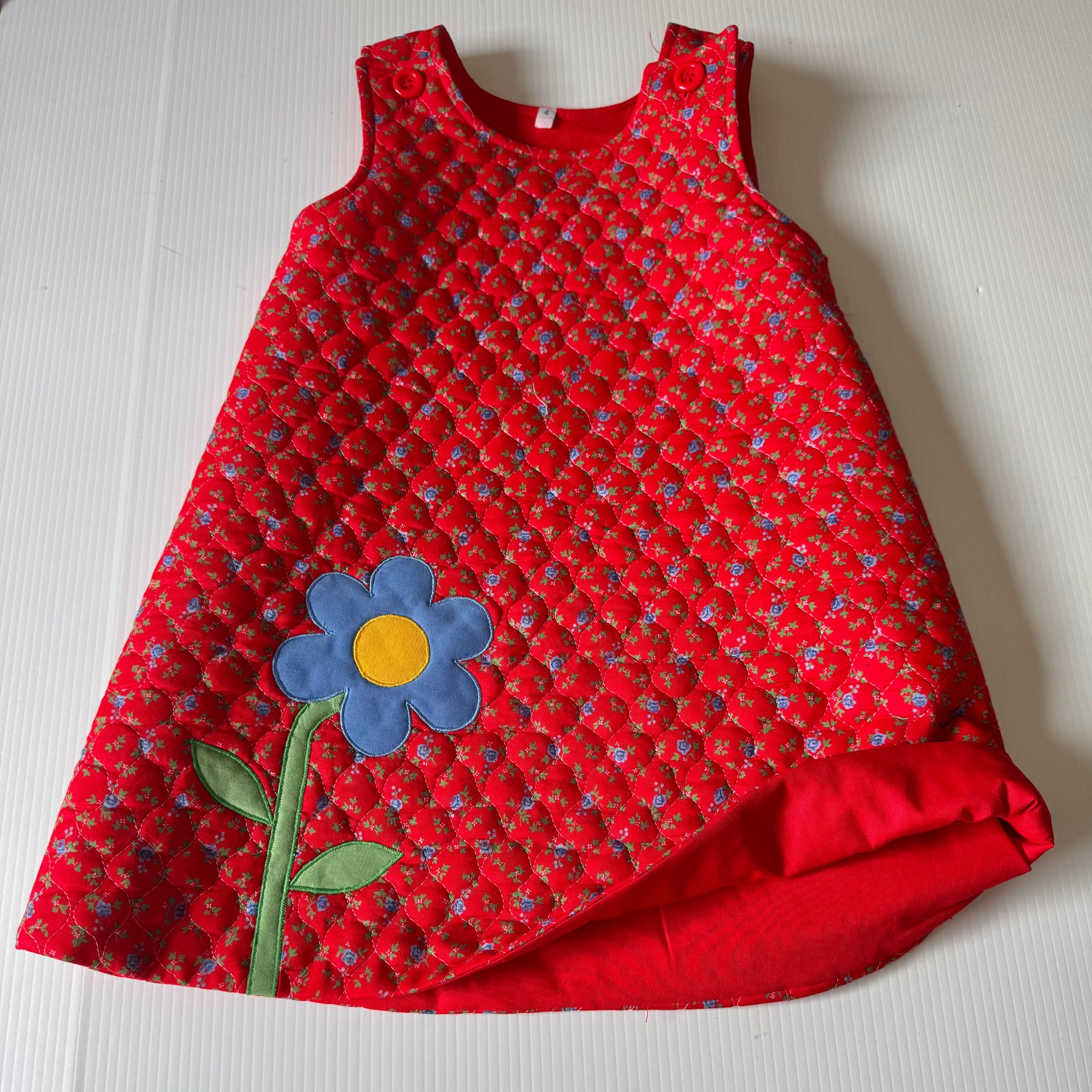 Girls Quilted Flower Pinafore
