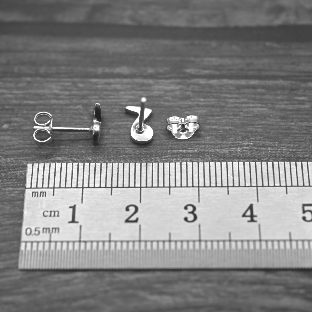 note studs sterling silver ruler cms sml