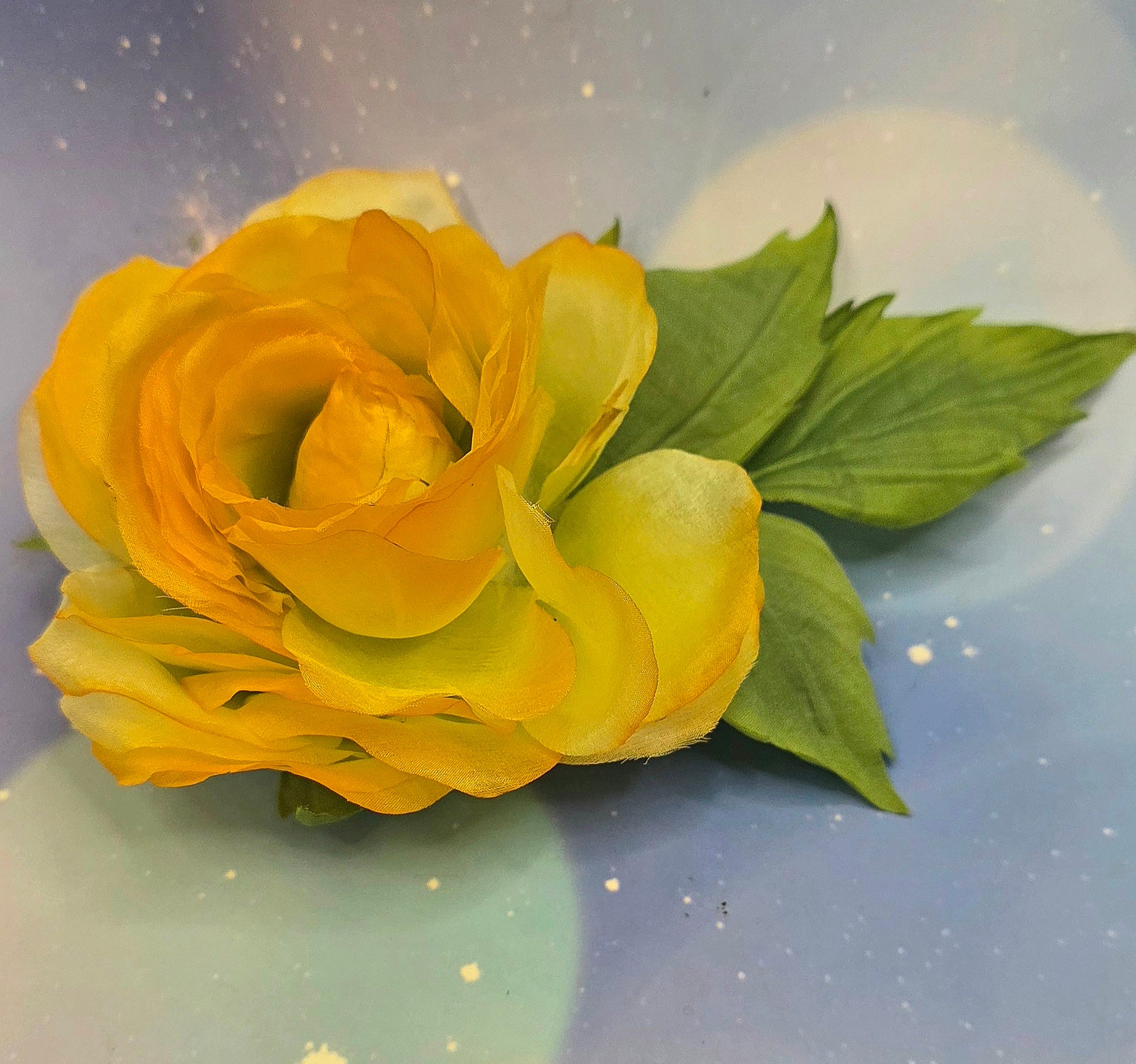 Silk Rose Brooch / Hair Accessory “Golden Light”