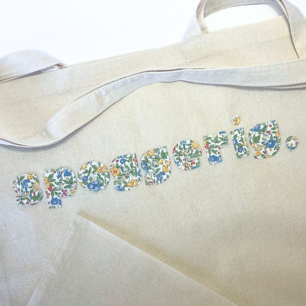 Tote Bag| Gift Bag | Raw Edge Floral Appliqué | Cheeky Afrikaans Word| Custom Word