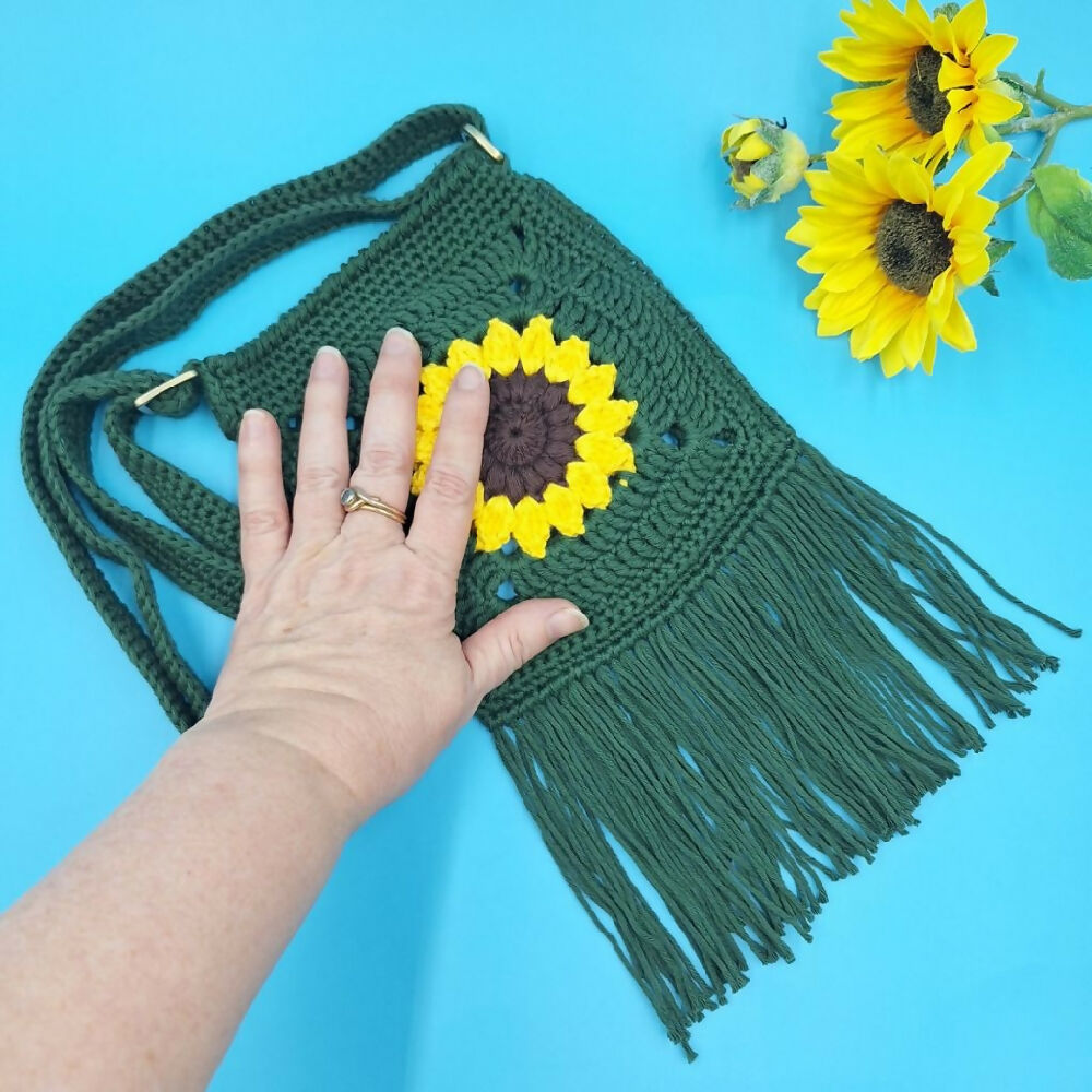 Sunflower Granny Square Cross Body Bag