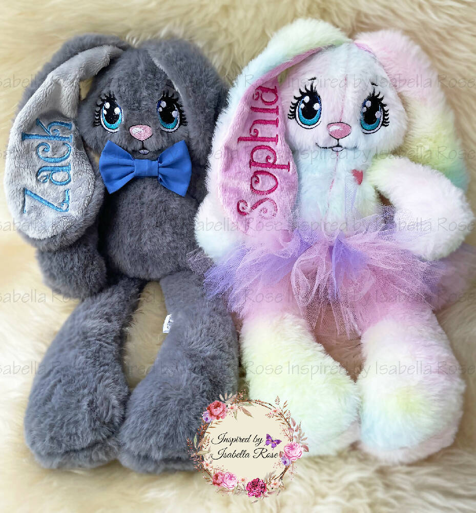 Soft fluffy Bunny, Embroidered Name, 1st Easter, Made to order