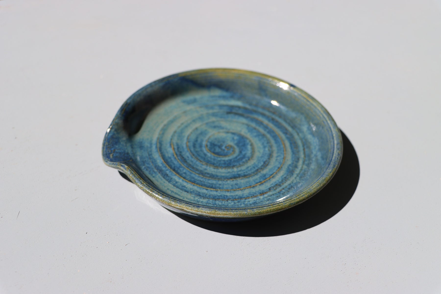 Stoneware Spoon Rest: Speckled blue green