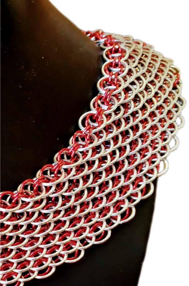 Chain maille collar with dragon accent
