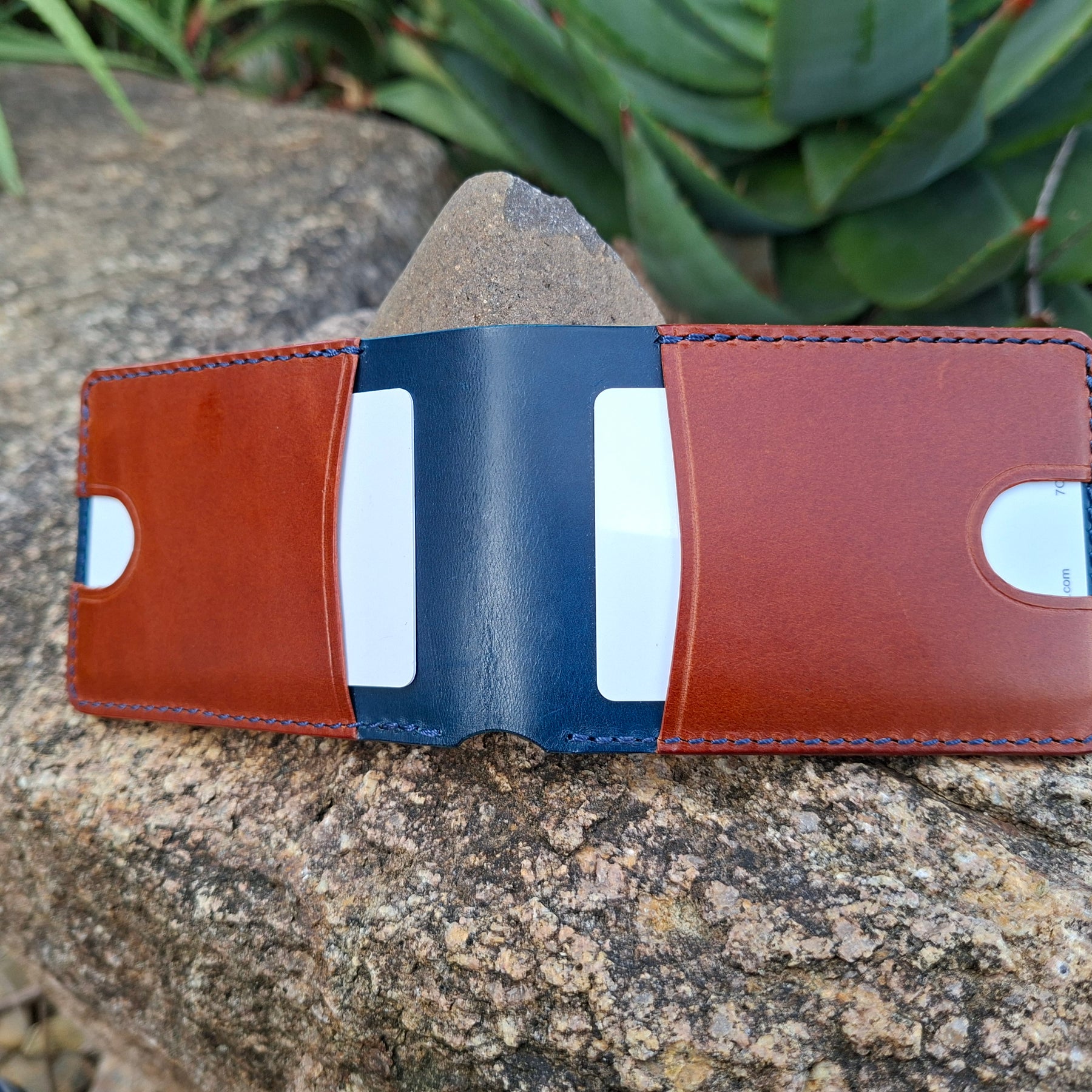 Men's Wallet Cardholder - Navy Blue/Chestnut