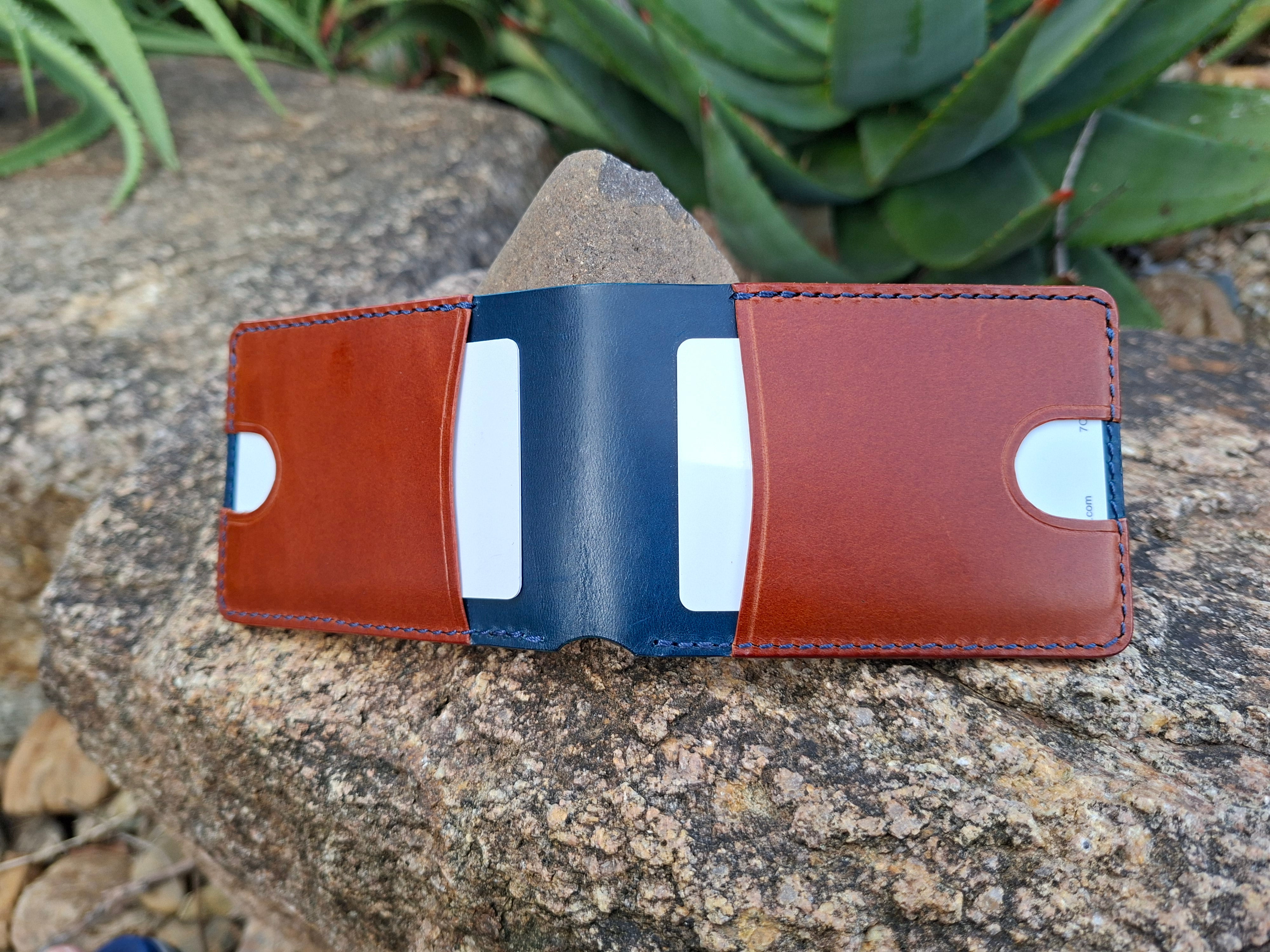 Men's Wallet Cardholder - Navy Blue/Chestnut
