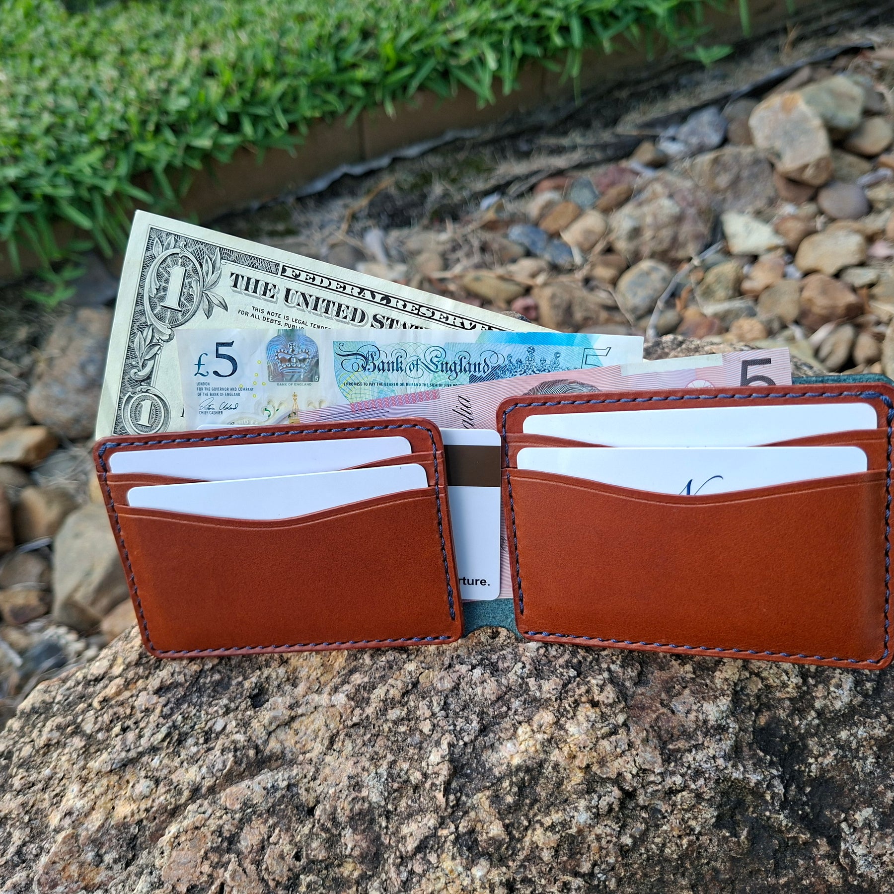 Men's Wallet Cardholder - Navy Blue/Chestnut