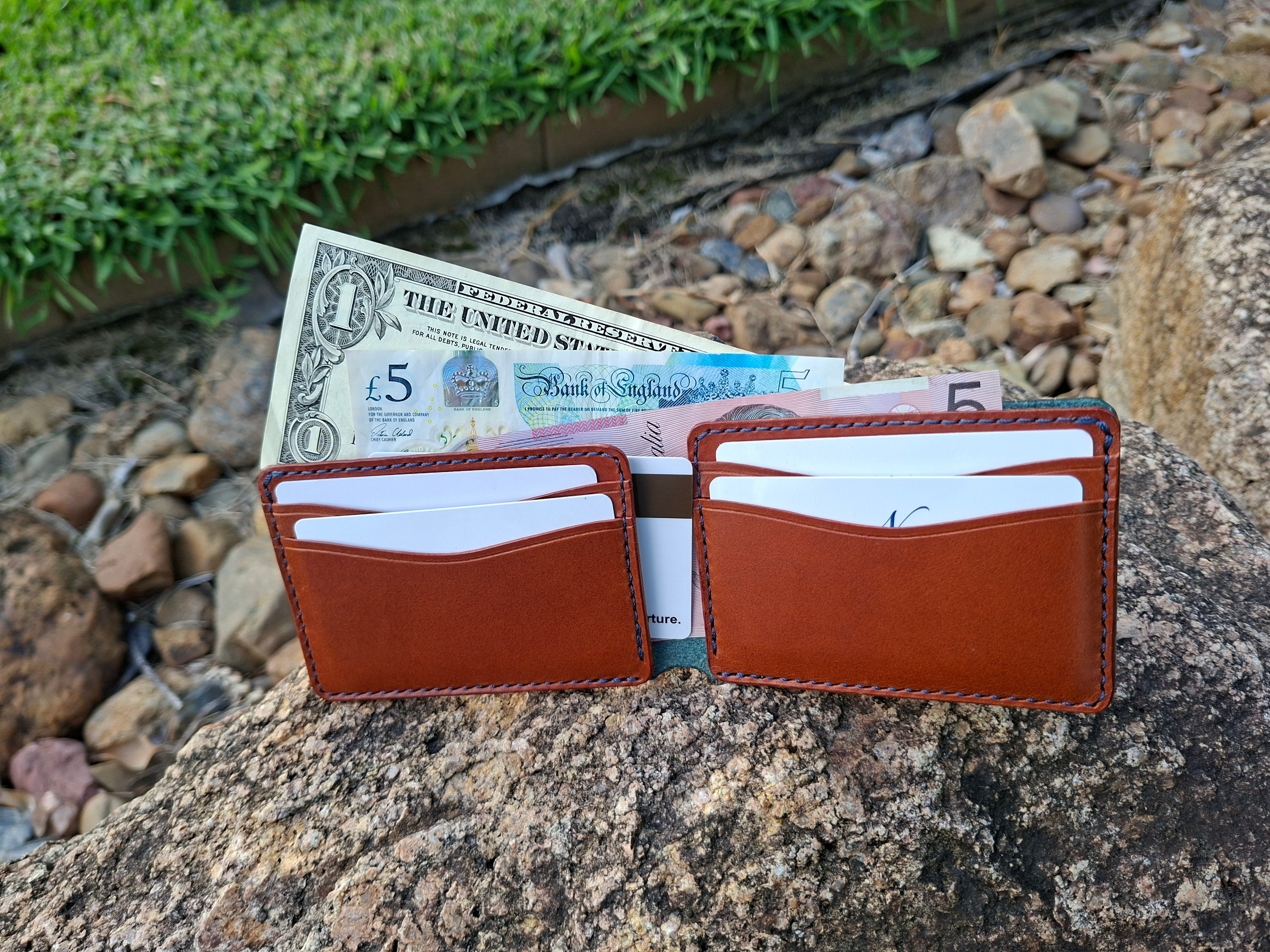 Men's Wallet Cardholder - Navy Blue/Chestnut