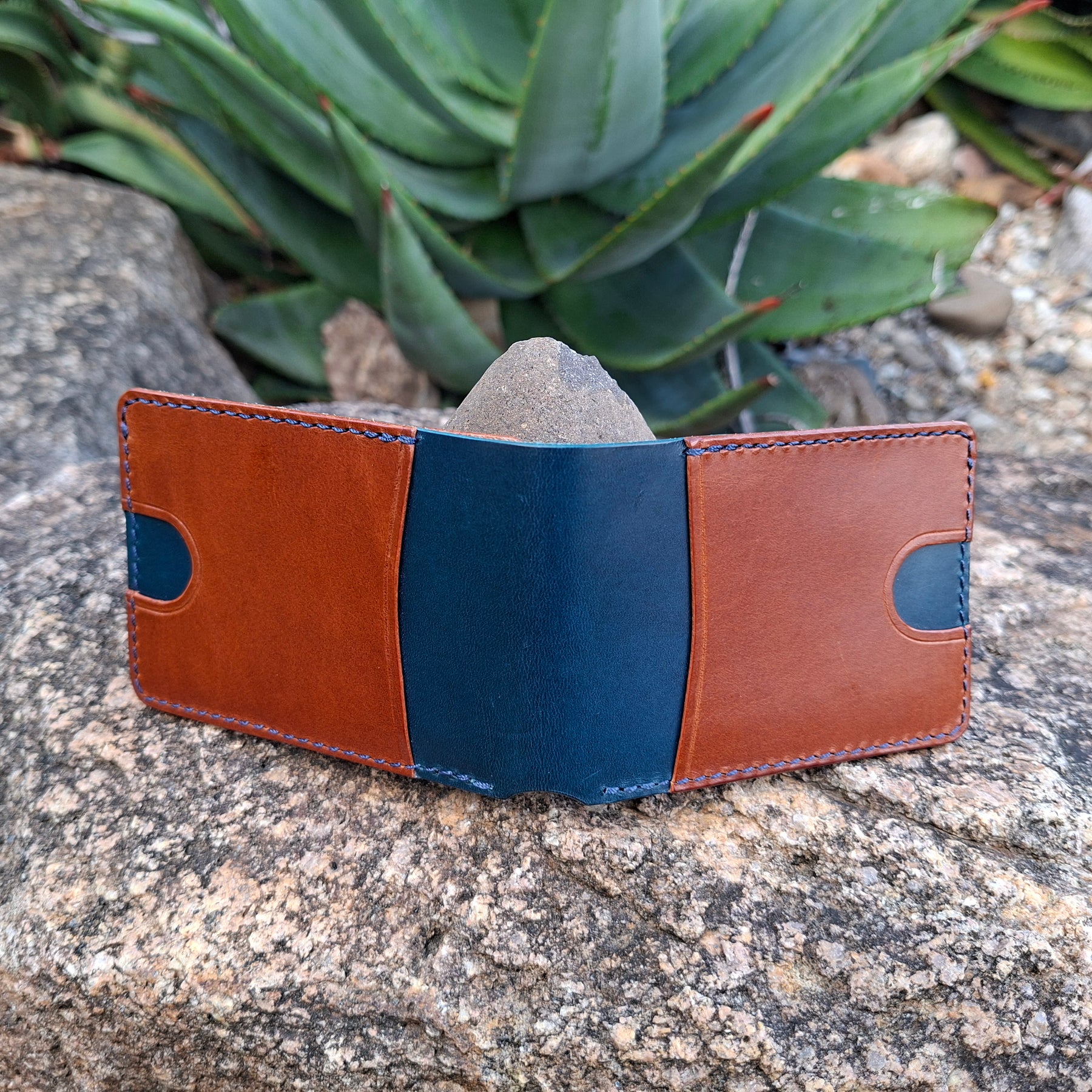 Men's Wallet Cardholder - Navy Blue/Chestnut