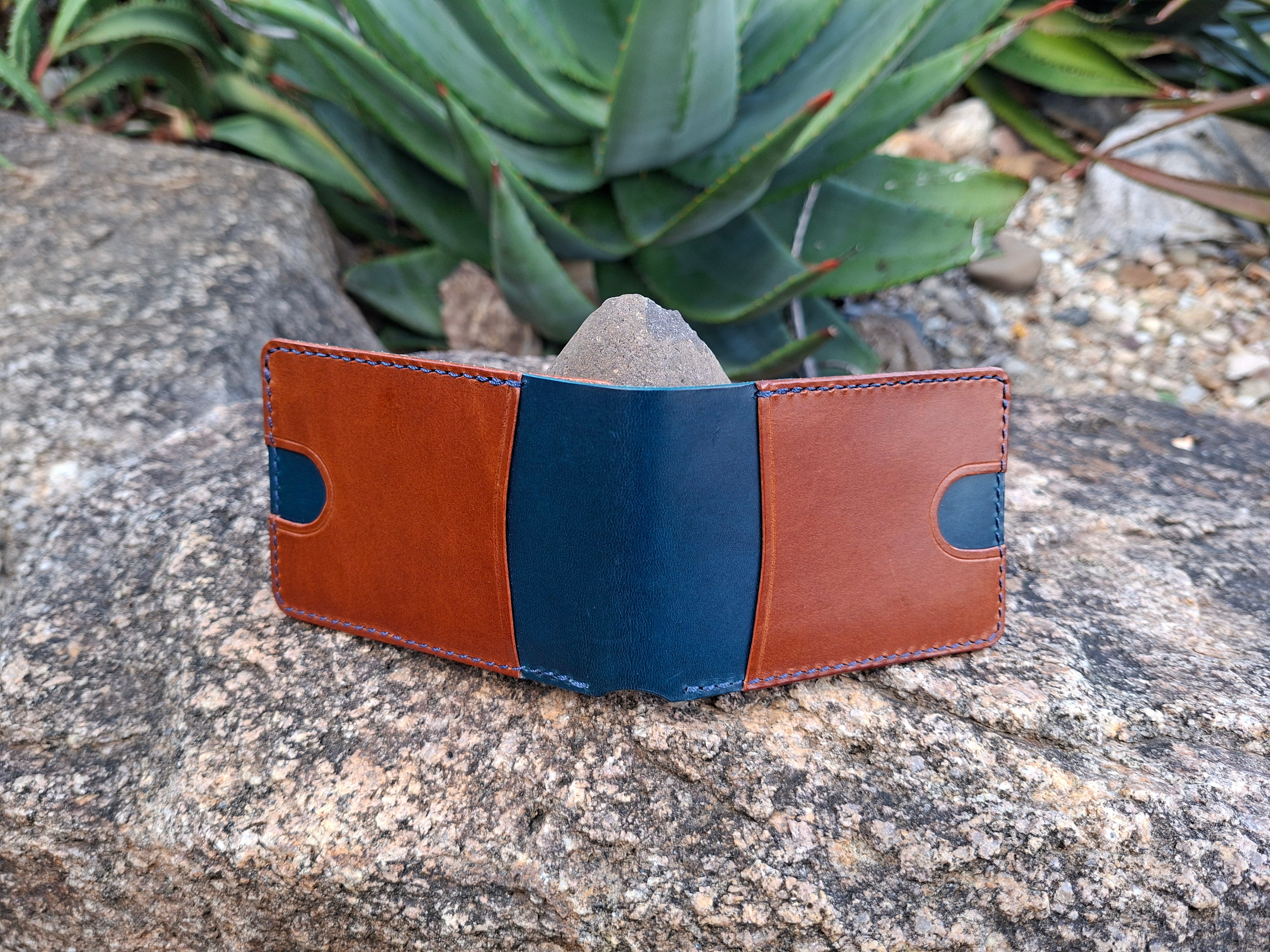 Men's Wallet Cardholder - Navy Blue/Chestnut