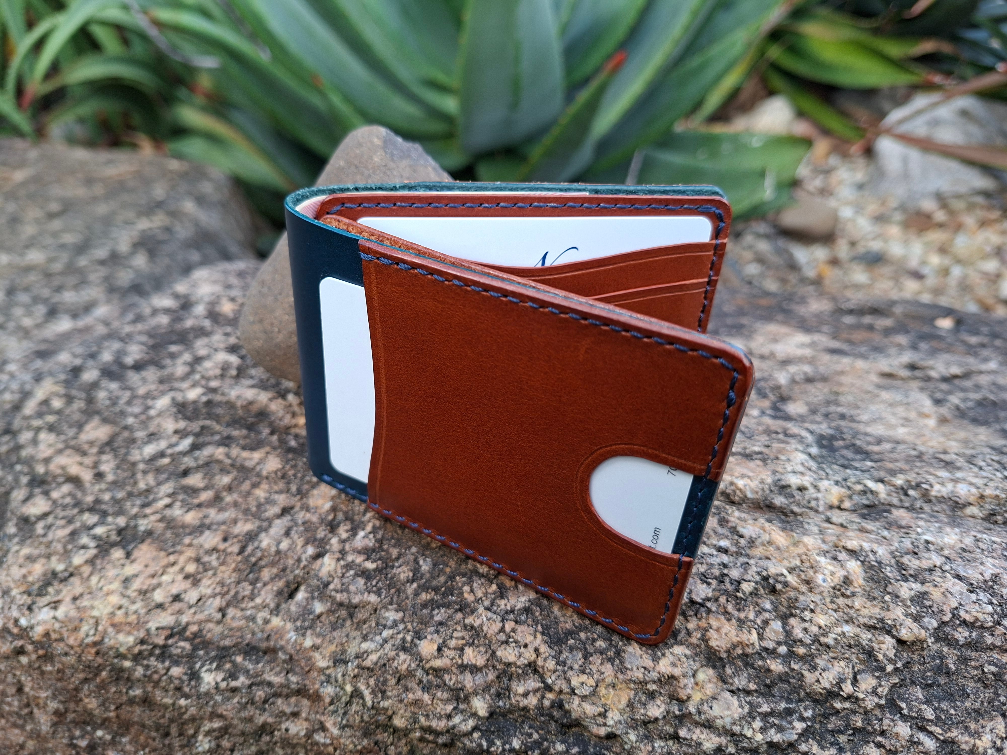 Men's Wallet Cardholder - Navy Blue/Chestnut