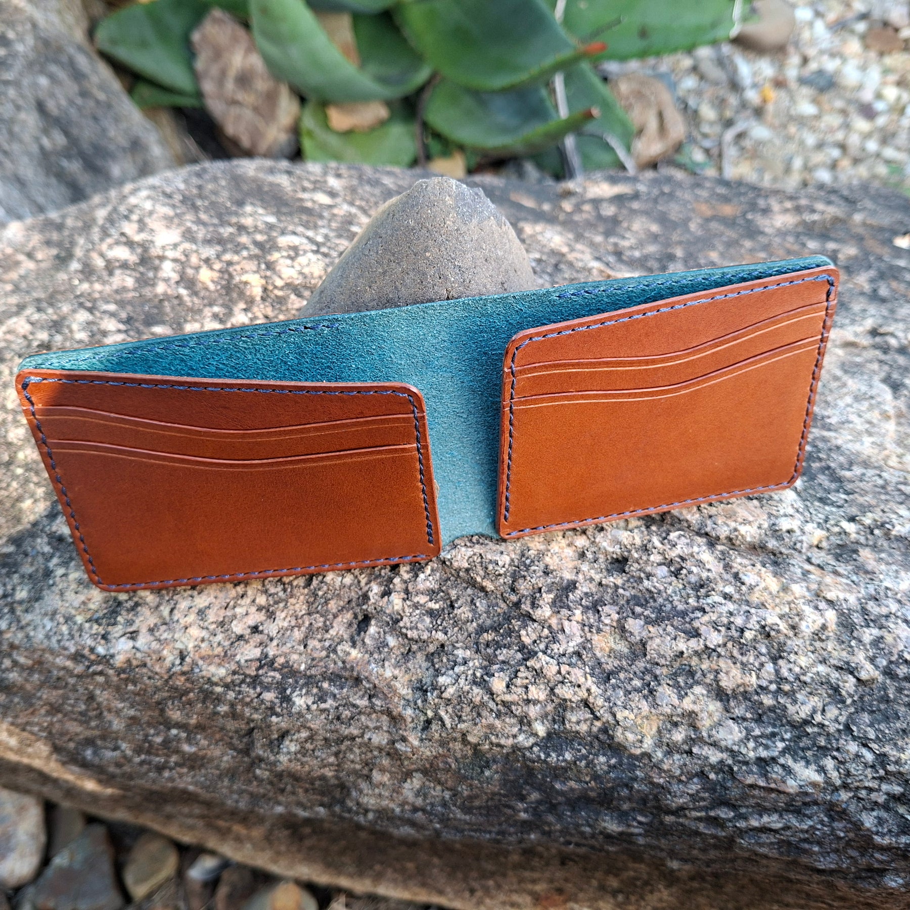 Men's Wallet Cardholder - Navy Blue/Chestnut