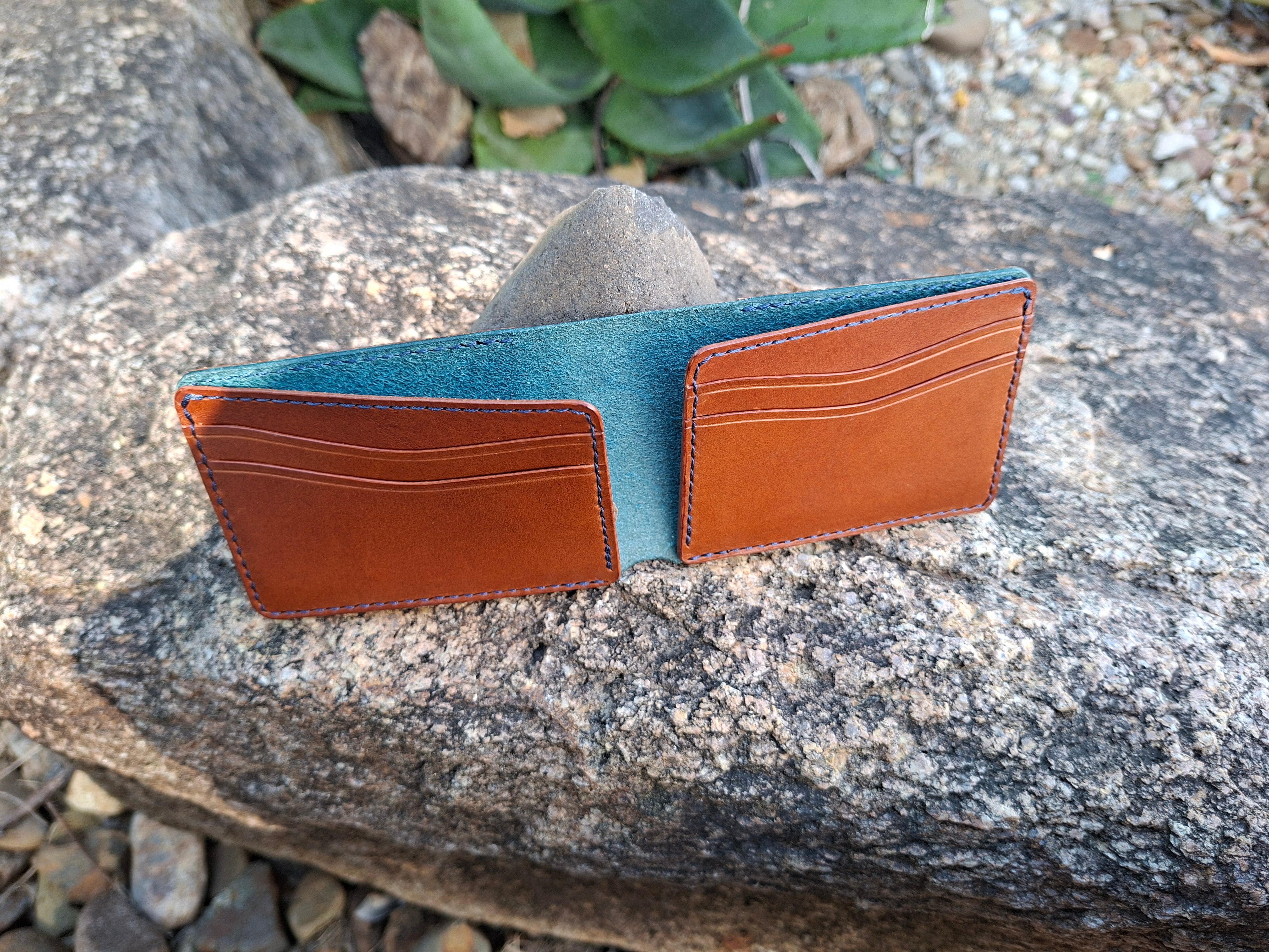 Men's Wallet Cardholder - Navy Blue/Chestnut