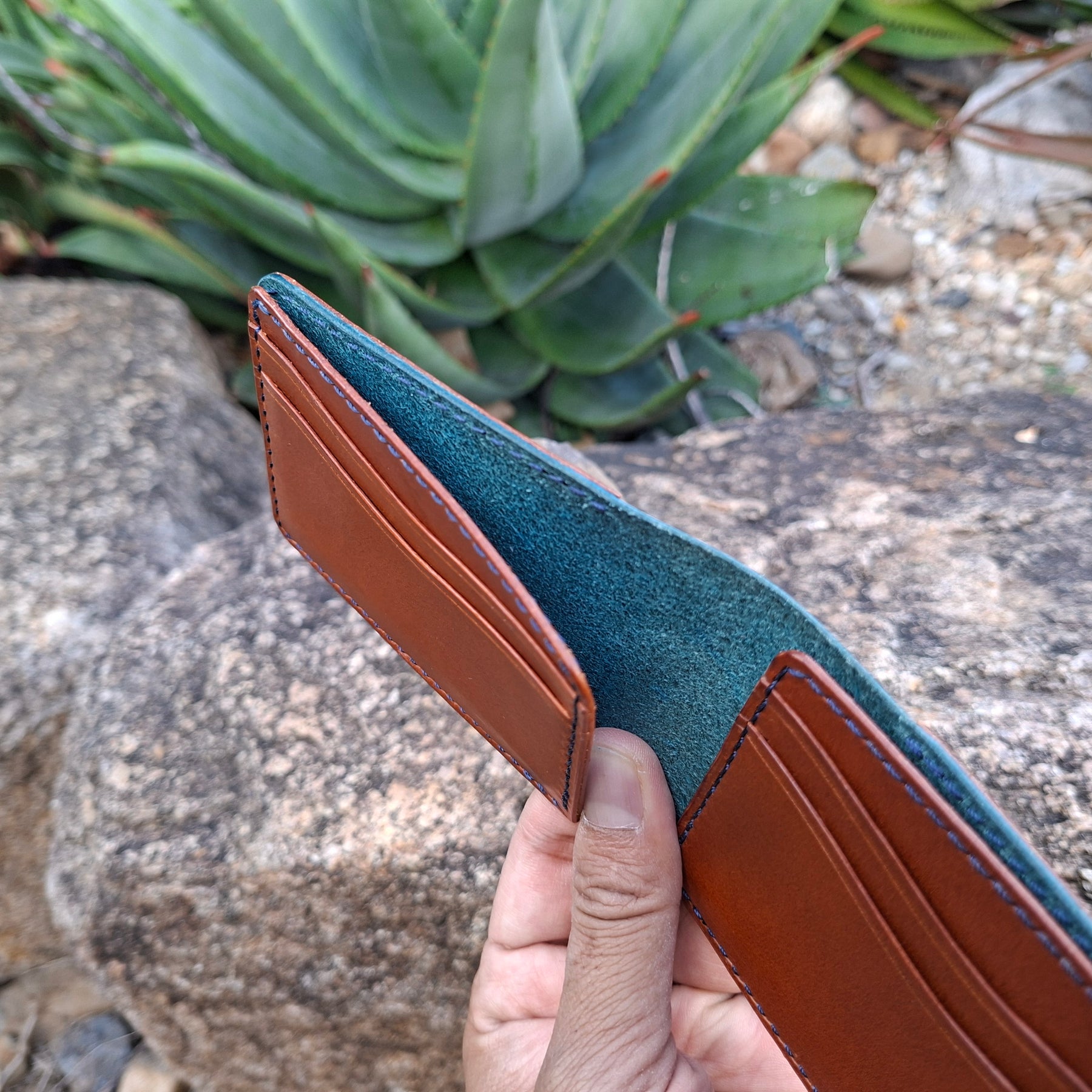 Men's Wallet Cardholder - Navy Blue/Chestnut