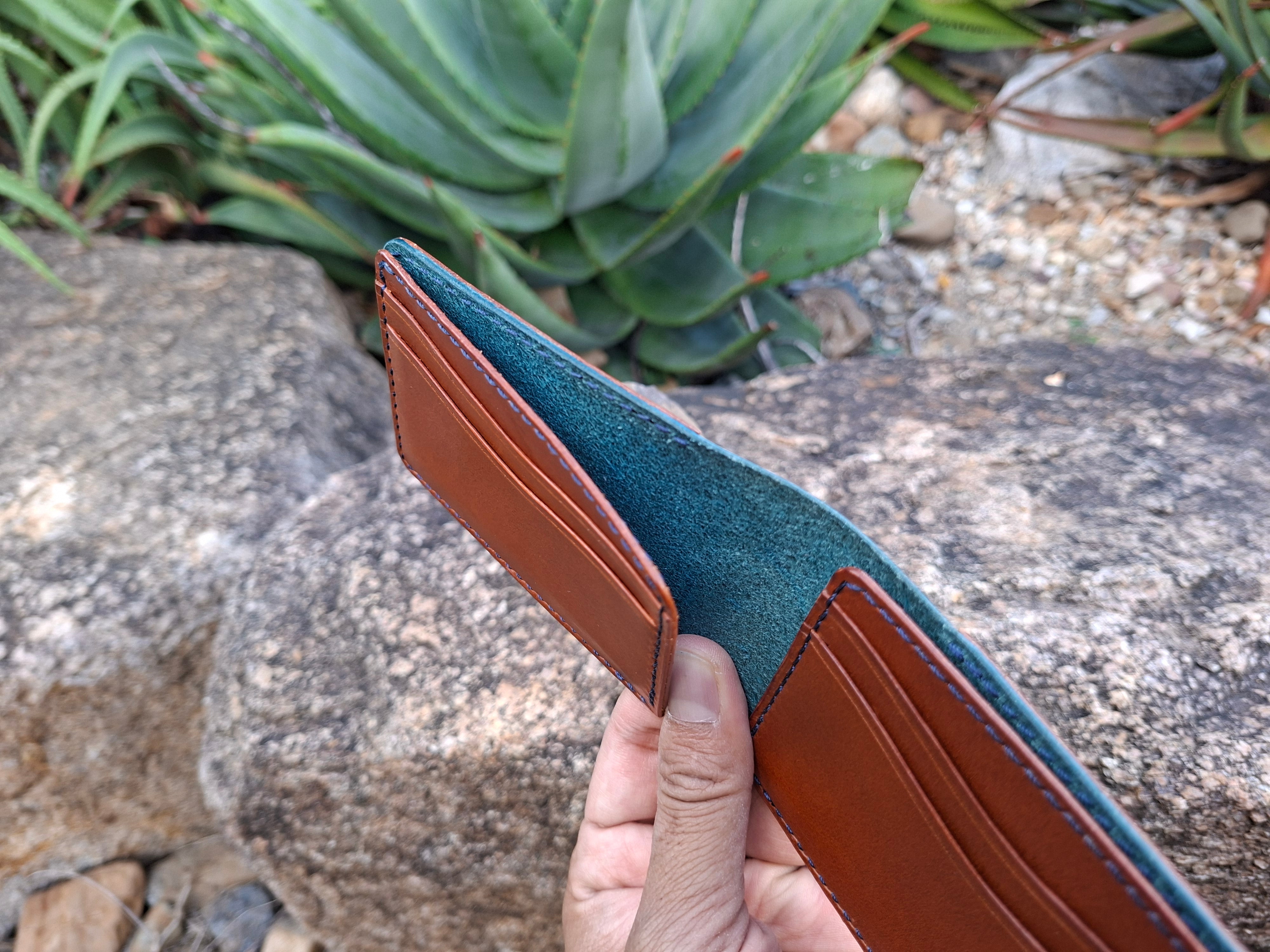 Men's Wallet Cardholder - Navy Blue/Chestnut