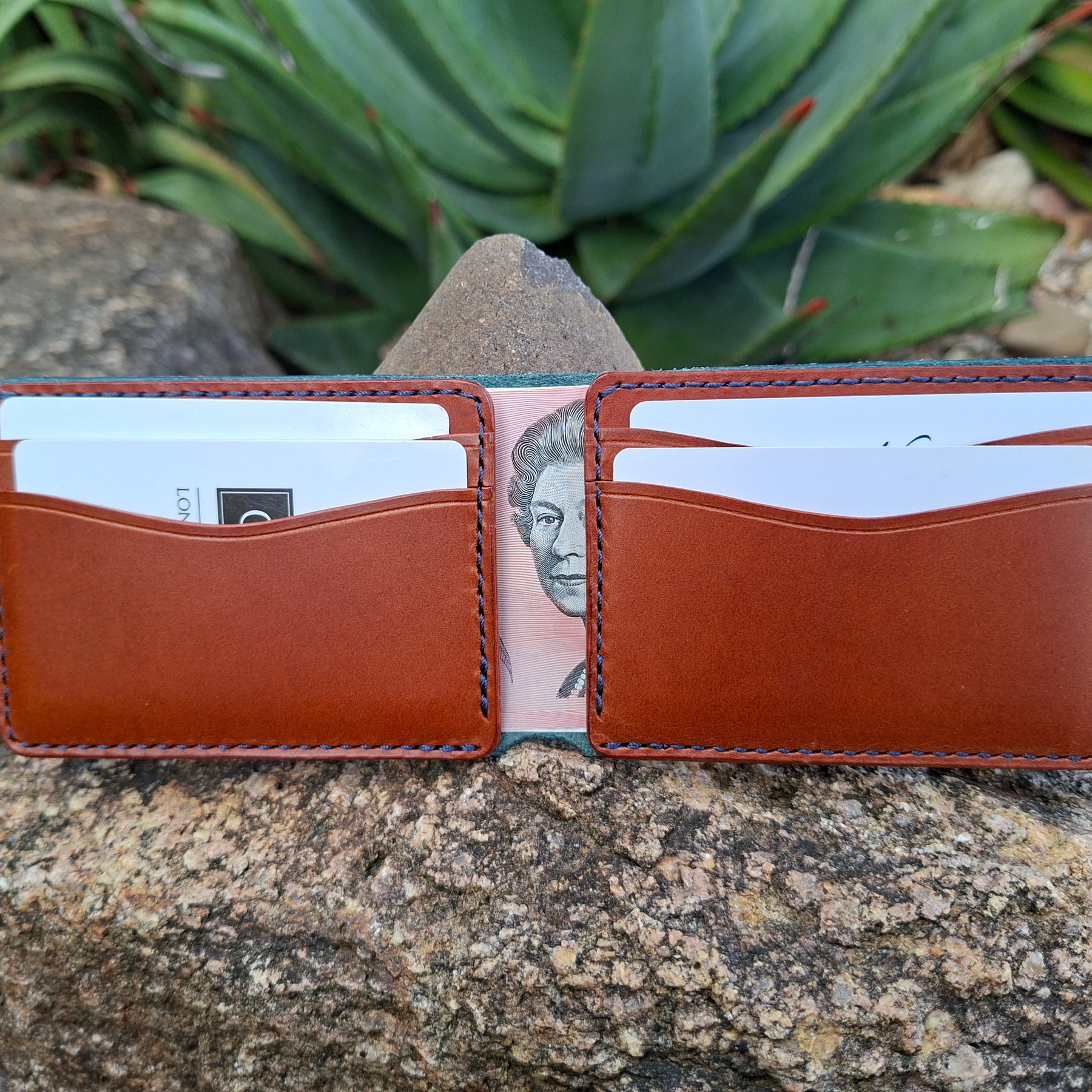 Men's Wallet Cardholder - Navy Blue/Chestnut