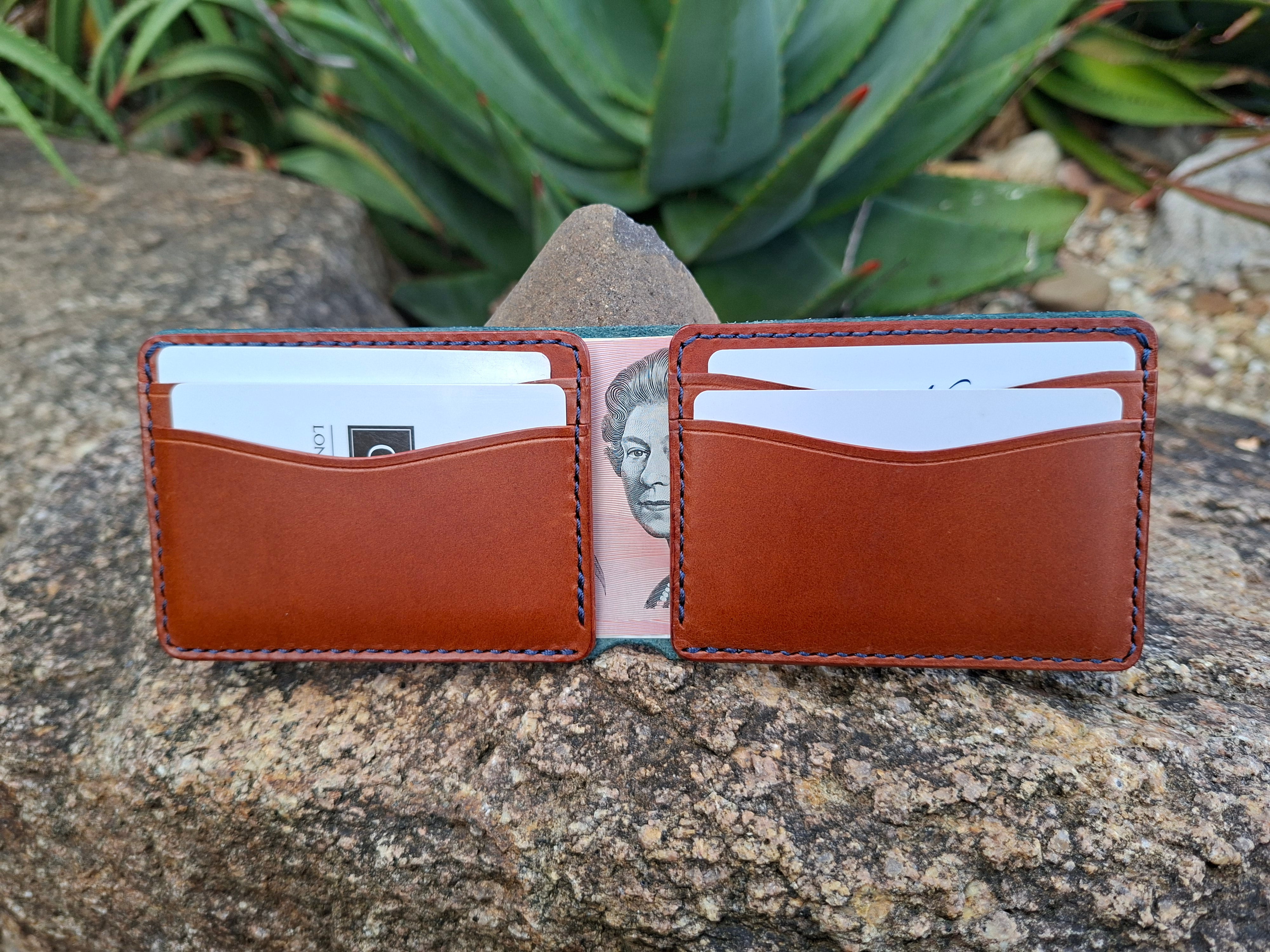 Men's Wallet Cardholder - Navy Blue/Chestnut