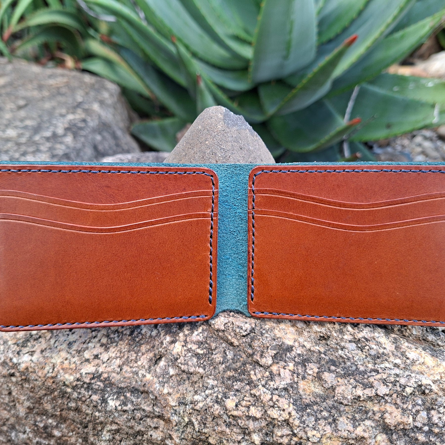 Men's Wallet Cardholder - Navy Blue/Chestnut