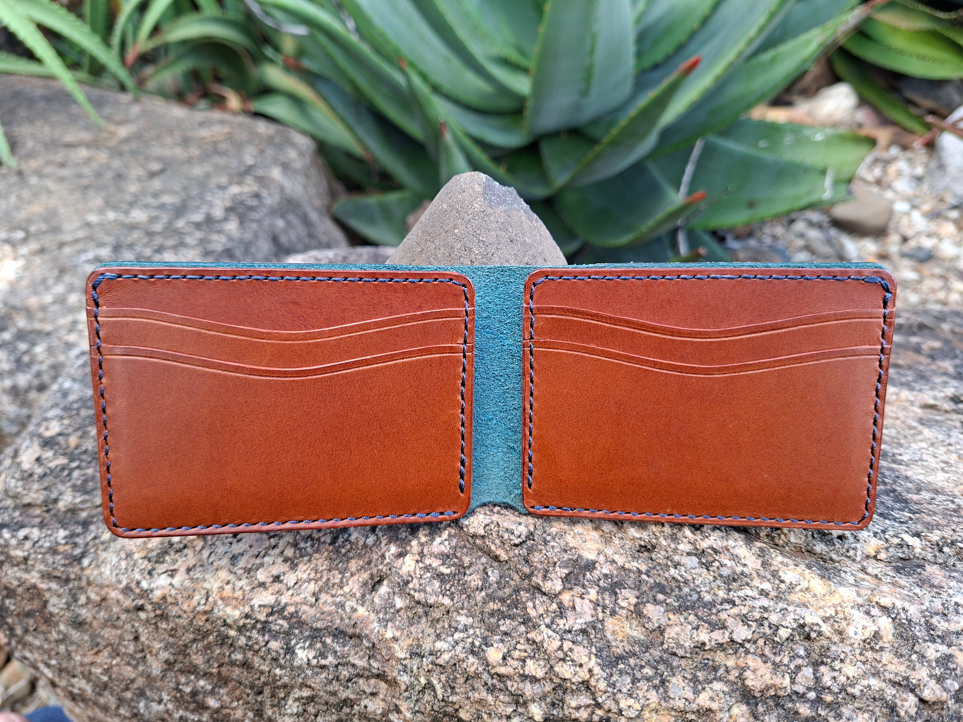 Men's Wallet Cardholder - Navy Blue/Chestnut
