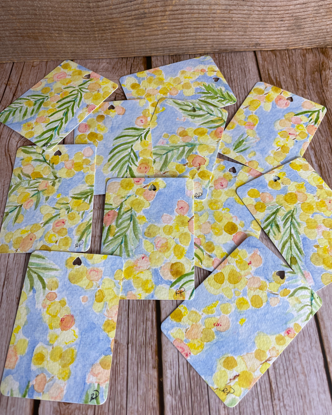 Original Handmade Watercolour Gift Tags (Set of 4) I Wattle Collection