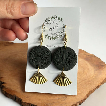 Australian Native dangles - Charcoal Grey earrings