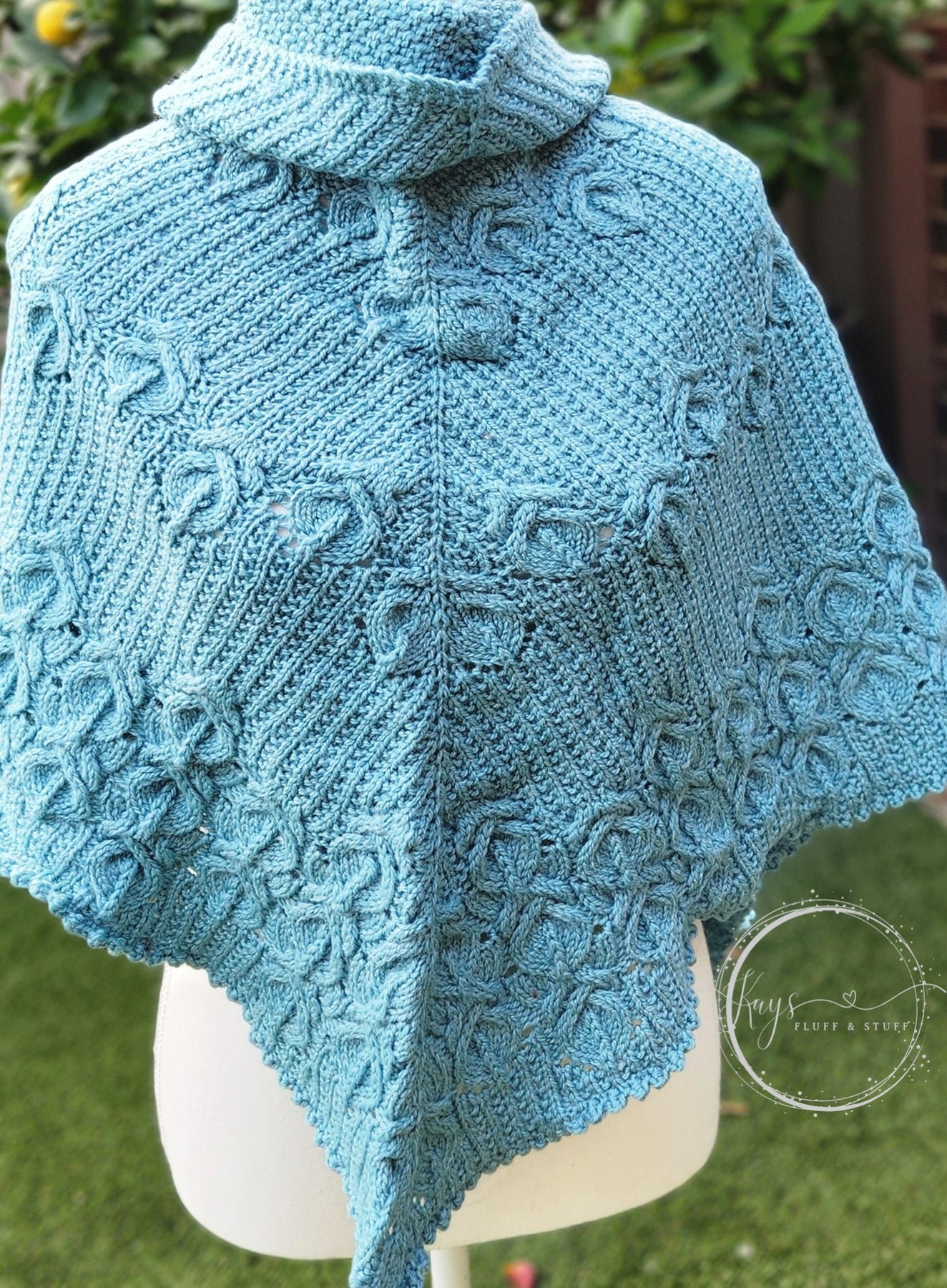Handknit Women's Cabled Merino Shawl