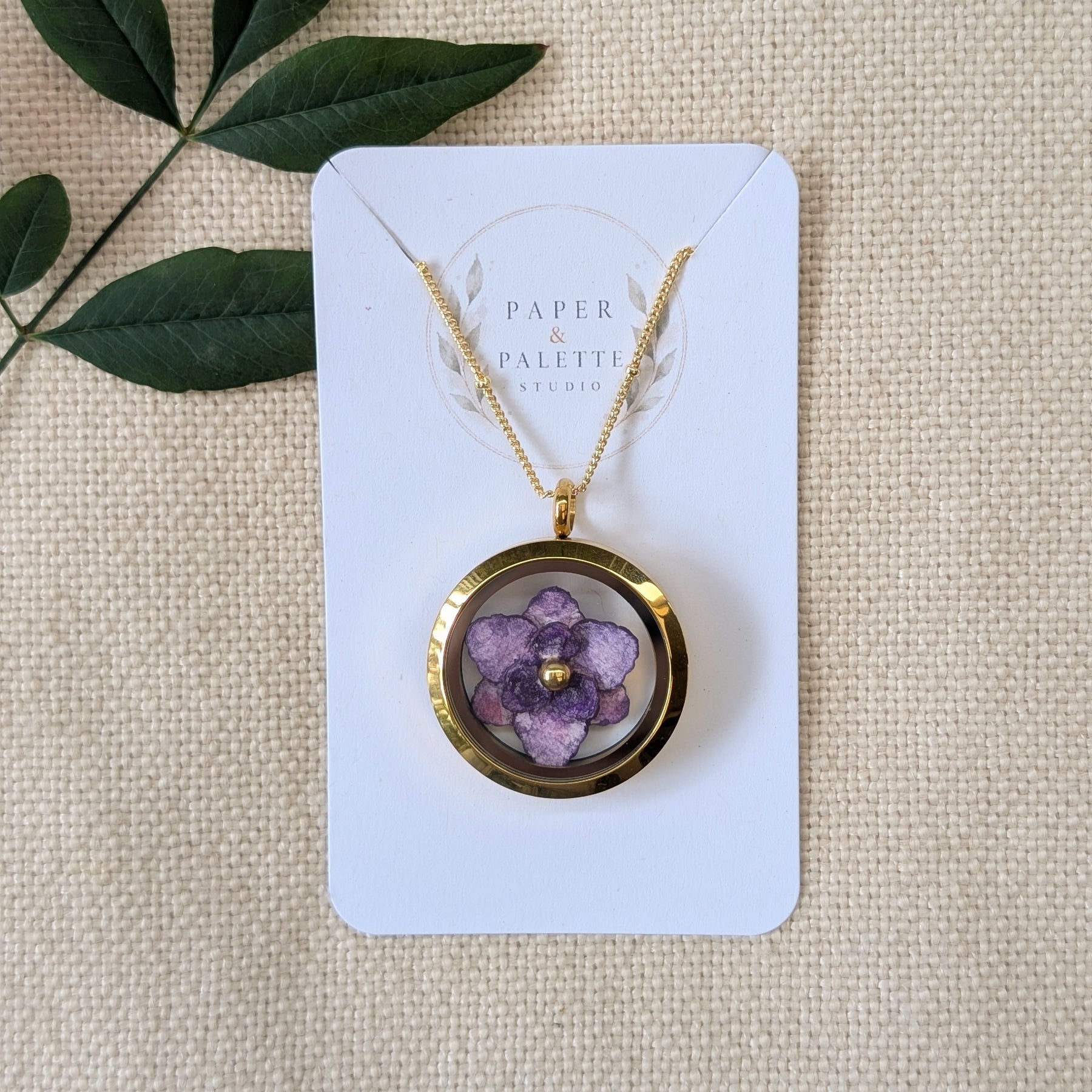 Gladiolus Flower Necklace | Hand-Painted Watercolour Floral Pendant