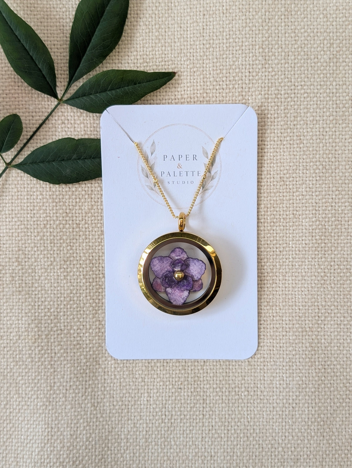 Gladiolus Flower Necklace | Hand-Painted Watercolour Floral Pendant
