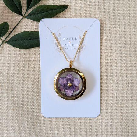 Gladiolus Flower Necklace | Hand-Painted Watercolour Floral Pendant