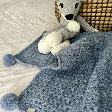Crochet Baby Blanket, blue baby blanket